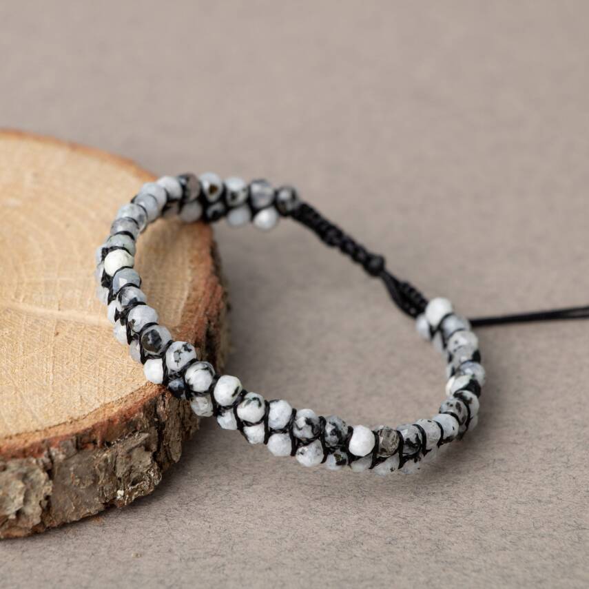 Ay Taşı 3-4mm Çift Sıra Doğal Taş Bileklik - 2