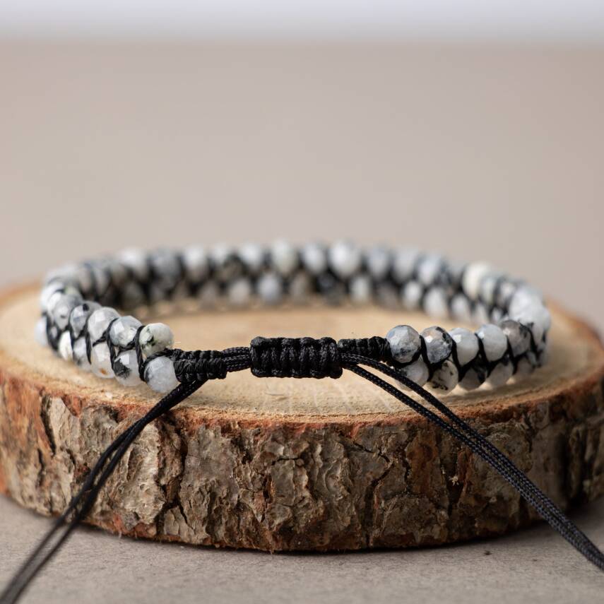 Ay Taşı 3-4mm Çift Sıra Doğal Taş Bileklik - 3