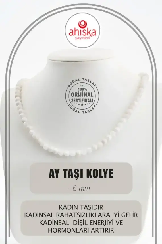 Ay Taşı 6 mm Dizi Doğal Taş Kolye - 1