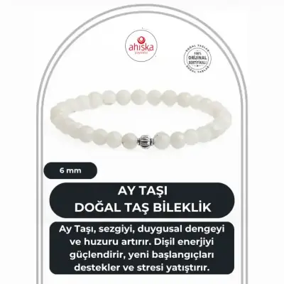 Ay Taşı 6mm Doğal Taş Bileklik - 1