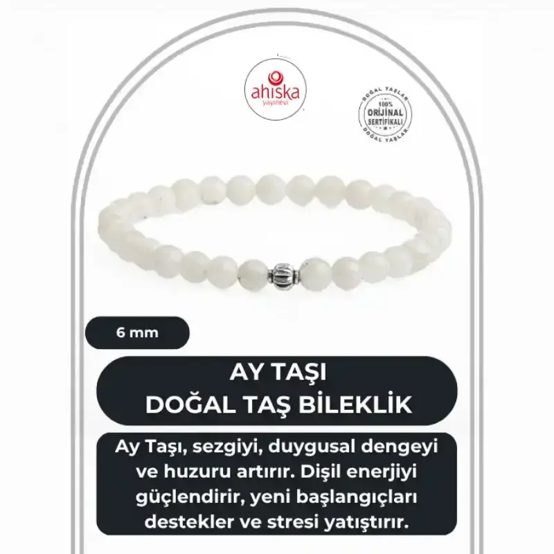 Ay Taşı 6mm Doğal Taş Bileklik - 1