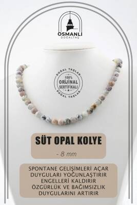 Ay Taşı 8 mm Dizi Doğal Taş Kolye - Osmanlı Doğaltaş