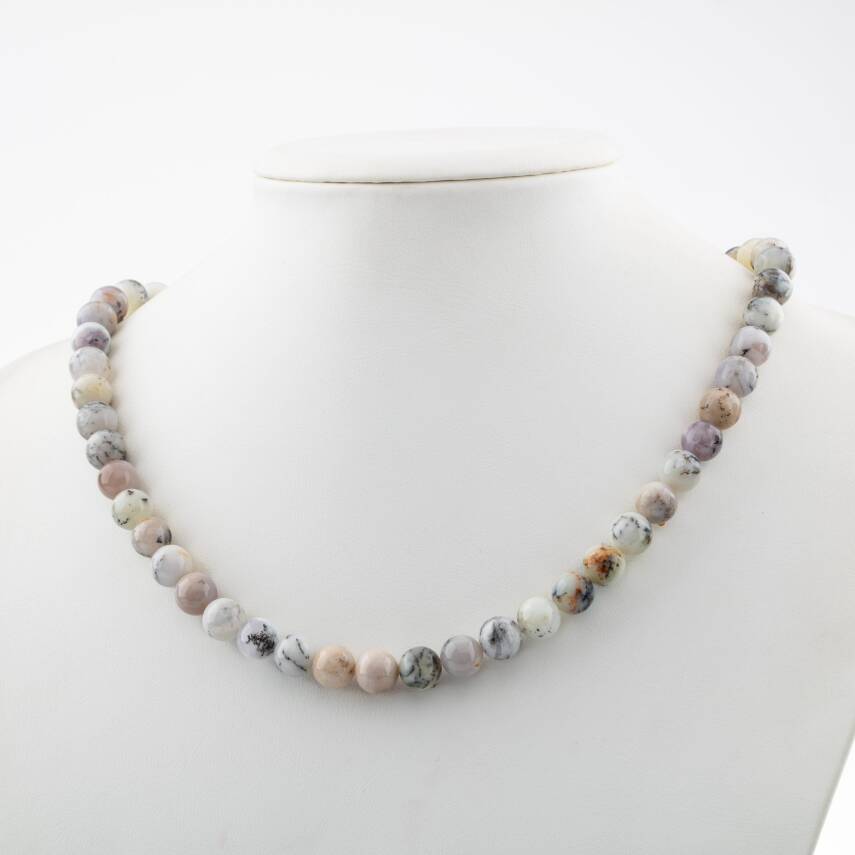 Ay Taşı 8 mm Dizi Doğal Taş Kolye - 2