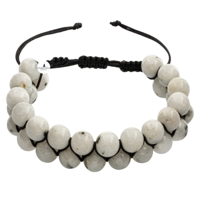 Ay Taşı 8mm Çift Sıra Makrome Doğal Taş Bileklik - 3