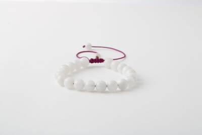 Ay Taşı 8mm Merdiven Kapama Doğal Taş Bileklik - Osmanlı Doğaltaş