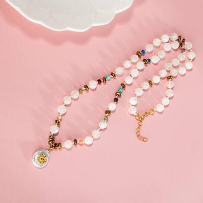 Ay Taşı-Ametist-Lapis-Amazonit-Yeşim-Jasper-Güneş Taşı İnci Model Doğal Taş Kolye - Osmanlı Doğaltaş