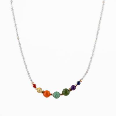 Ay Taşı Çakra Doğal Taş Kolye - Akik, Sitrin, Amazonit, Yeşim, Ametist, Lapis - Osmanlı Doğaltaş