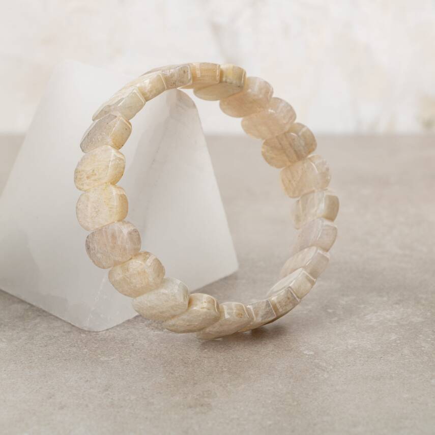 Ay Taşı Doğal Taş Geniş Kesim Bileklik - 1