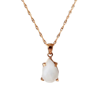 Ay Taşı Doğal Taş Gümüş Kolye, Gümüş Sarı Zincir - Osmanlı Doğaltaş