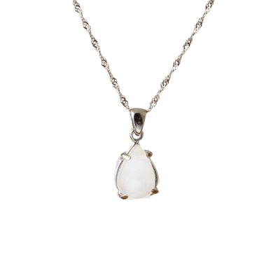 Ay Taşı Doğal Taş Gümüş Kolye, Gümüş Zincir - 3