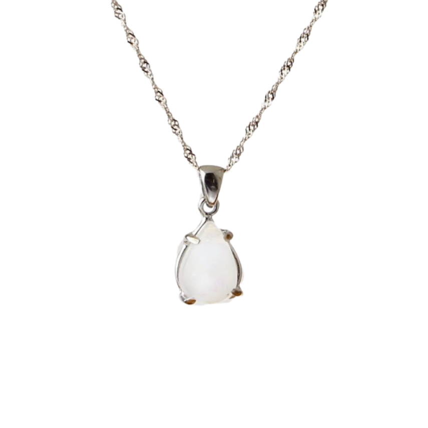 Ay Taşı Doğal Taş Gümüş Kolye, Gümüş Zincir - 3