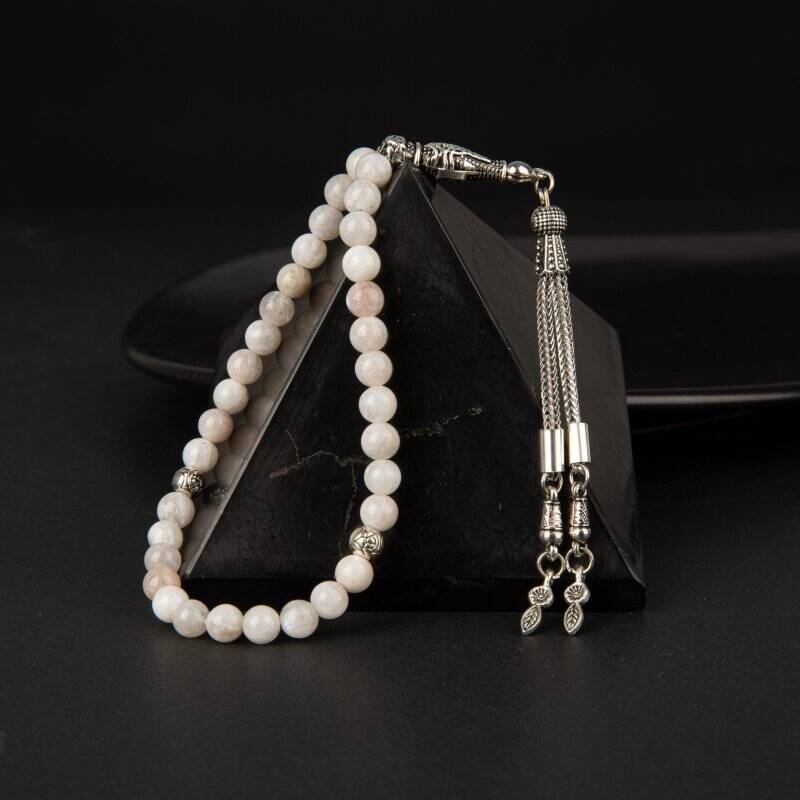 Ay Taşı Doğal Taş Tesbih 33lük - 6mm - 2