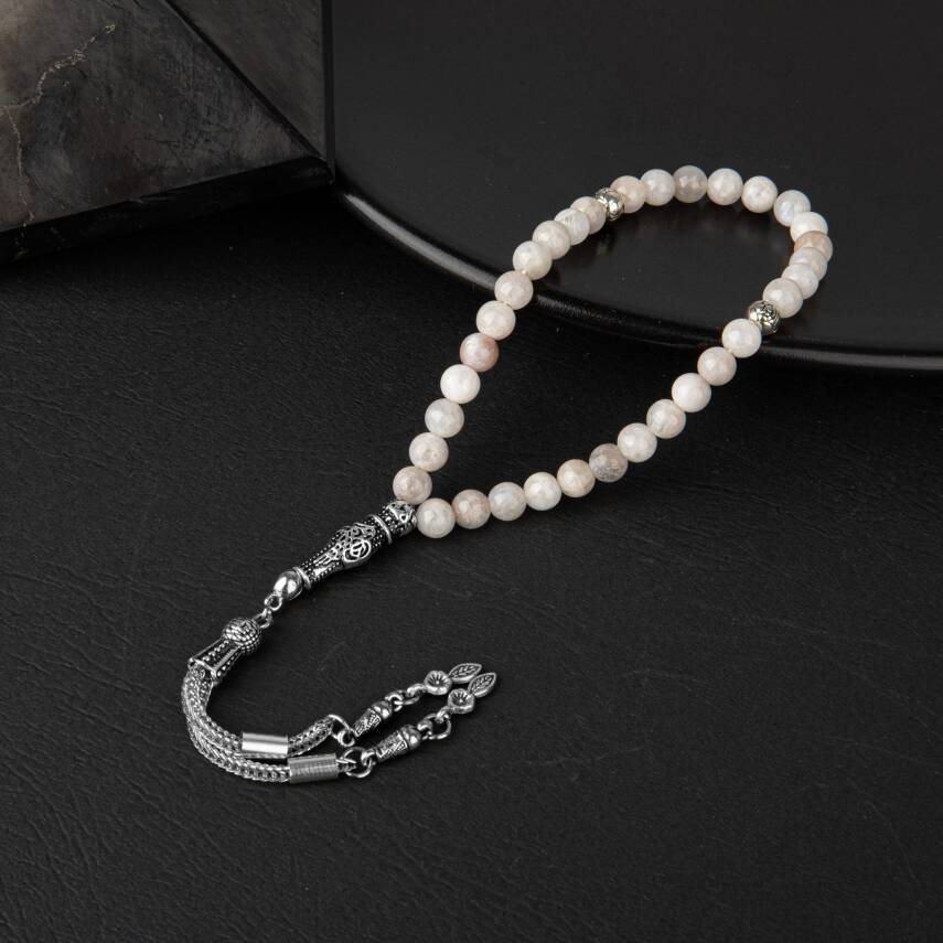 Ay Taşı Doğal Taş Tesbih 33lük - 6mm - 1