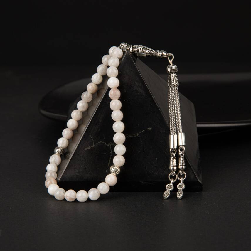 Ay Taşı Doğal Taş Tesbih 33lük - 6mm - 2