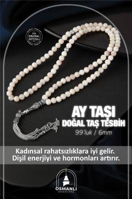 Ay Taşı Doğal Taş Tesbih 99luk - 6mm - Osmanlı Doğaltaş