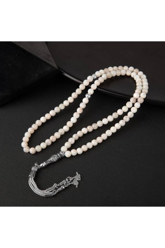 Ay Taşı Doğal Taş Tesbih 99luk - 6mm - 2