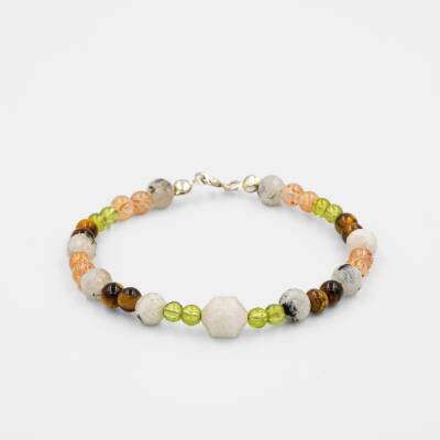 Ay Taşı-Güneş Taşı-Zebercet-Kaplan Gözü Doğal Taş Gümüş Bileklik - Osmanlı Doğaltaş