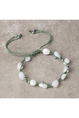 Ay Taşı Natürel Kesim Doğal Taş Makrome Bileklik - Osmanlı Doğaltaş