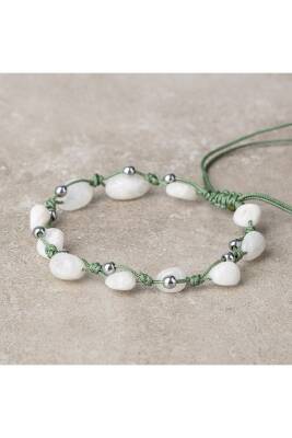 Ay Taşı Natürel Kesim Doğal Taş Makrome Bileklik - 2