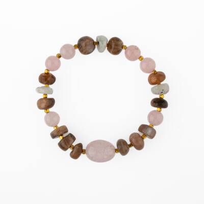 Ay Taşı-Pembe Kuvars-Güneş Taşı Doğal Taş Bileklik - Osmanlı Doğaltaş