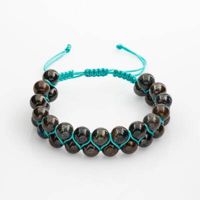 Azurit 8mm Çift Sıra Makrome Doğal Taş Bileklik - Osmanlı Doğaltaş