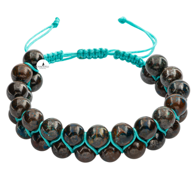 Azurit 8mm Çift Sıra Makrome Doğal Taş Bileklik - 2