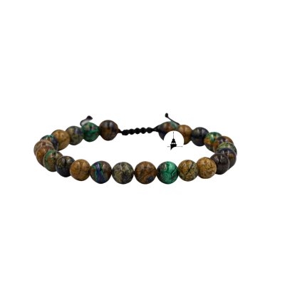 Azurit Malakit 6mm Merdiven Kapama Doğal Taş Bileklik - Osmanlı Doğaltaş