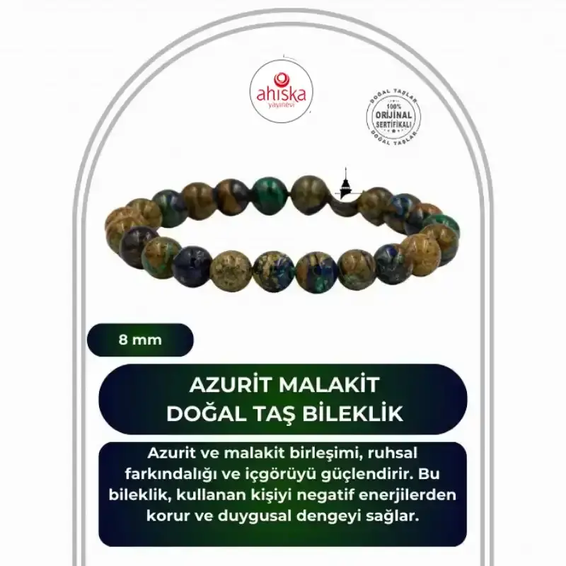 Azurit Malakit 8mm Doğal Taş Bileklik - 2