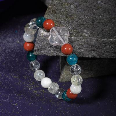 Balık Burcu Bileklik Akuamarin, Ametist, Kalsit, Kristal Kuvars, Yeşil Florit - 3