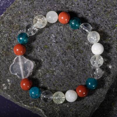 Balık Burcu Bileklik Akuamarin, Ametist, Kalsit, Kristal Kuvars, Yeşil Florit - 4