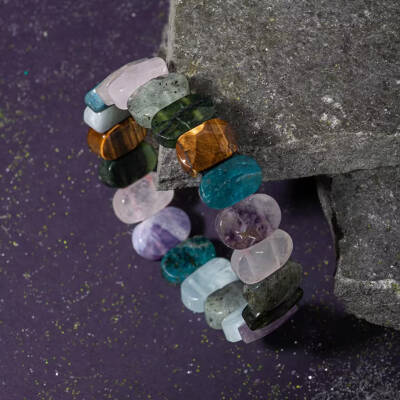 Balık Burcu Bileklik Akuamarin, Ametist, Kaplan Gözü, Labradorit, Mavi Apatit, Pembe Kuvars, Yeşim - 4