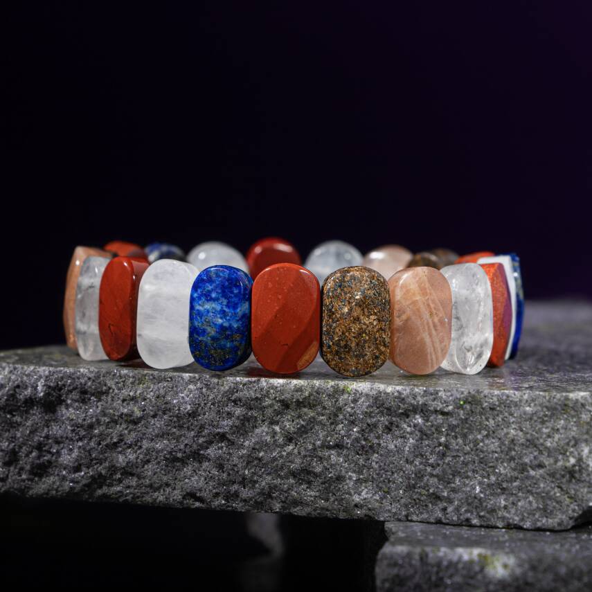 Balık Burcu Bileklik Akuamarin, Ametist, Kaplan Gözü, Labradorit, Mavi Apatit, Pembe Kuvars, Yeşim - 1