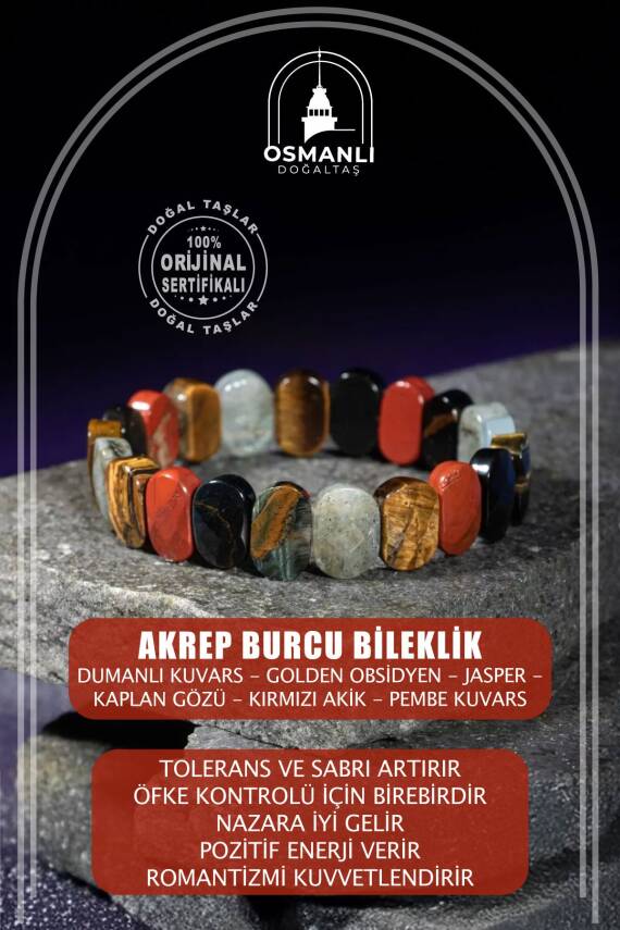 Balık Burcu Bileklik Akuamarin, Ametist, Kaplan Gözü, Labradorit, Mavi Apatit, Pembe Kuvars, Yeşim - 2