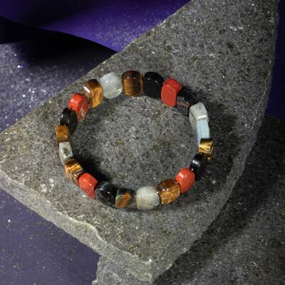 Balık Burcu Bileklik Akuamarin, Ametist, Kaplan Gözü, Labradorit, Mavi Apatit, Pembe Kuvars, Yeşim - 3