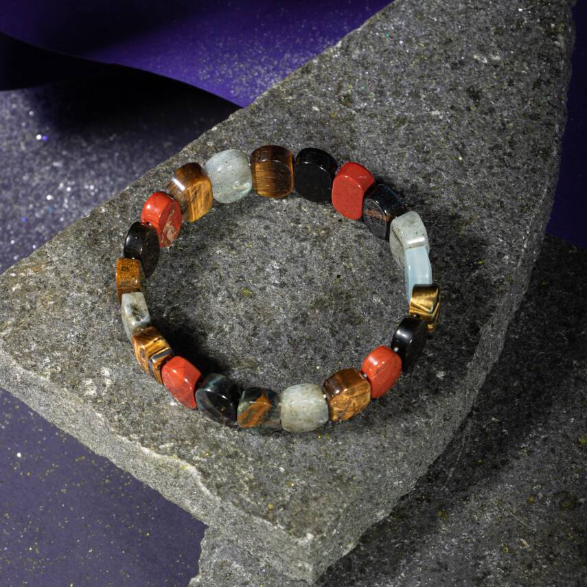 Balık Burcu Bileklik Akuamarin, Ametist, Kaplan Gözü, Labradorit, Mavi Apatit, Pembe Kuvars, Yeşim - 3