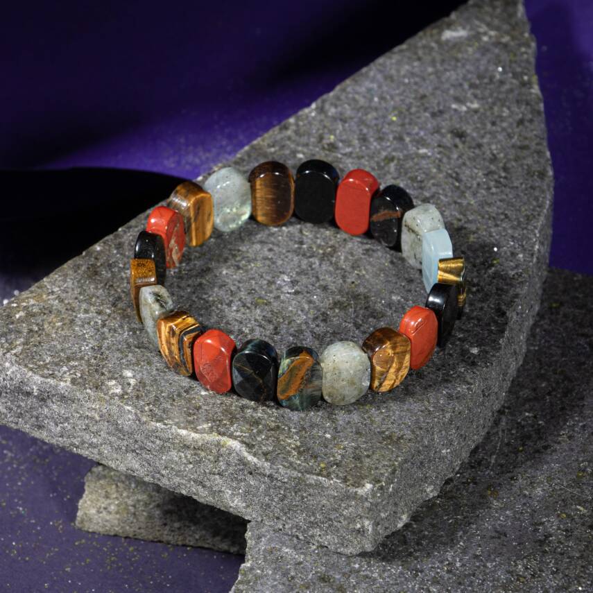 Balık Burcu Bileklik Akuamarin, Ametist, Kaplan Gözü, Labradorit, Mavi Apatit, Pembe Kuvars, Yeşim - 4