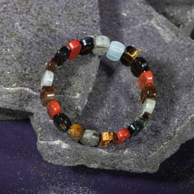 Balık Burcu Bileklik Akuamarin, Ametist, Kaplan Gözü, Labradorit, Mavi Apatit, Pembe Kuvars, Yeşim - 5