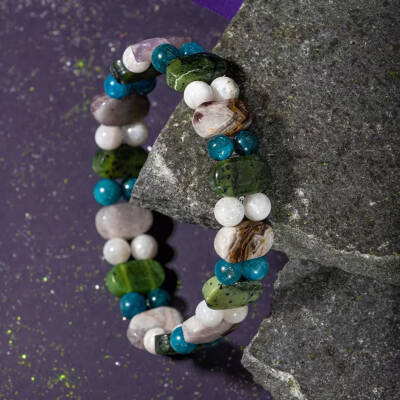 Balık Burcu Bileklik Ametist, Ay Taşı, Mavi Apatit, Yeşim - 3