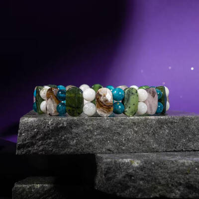 Balık Burcu Bileklik Ametist, Ay Taşı, Mavi Apatit, Yeşim - 6