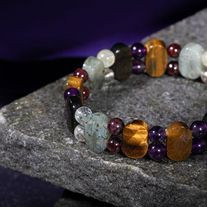 Balık Burcu Bileklik Ametist, Ay Taşı, Mavi Apatit, Yeşim - 1