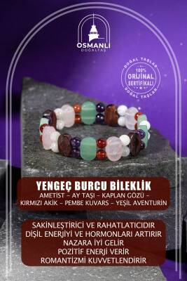 Balık Burcu Bileklik Ametist, Ay Taşı, Mavi Apatit, Yeşim - 2