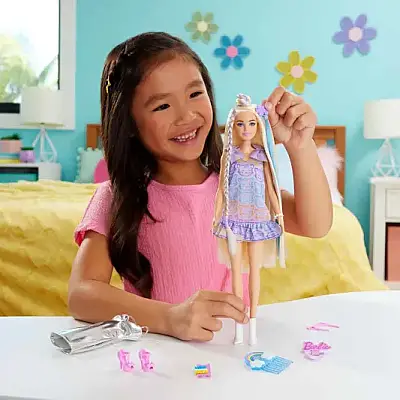 Barbie Upuzun Muhteşem Saçlı Bebekler Saç Tasarım Oyun Seti - 5