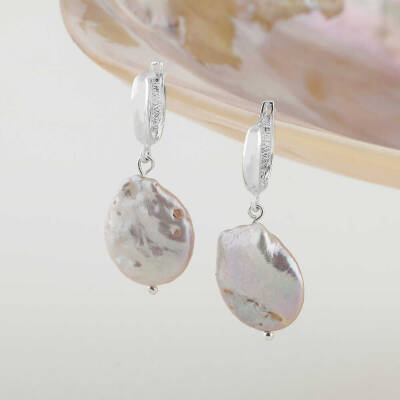 Barok İnci Gümüş Doğal Taş Küpe - Osmanlı Doğaltaş