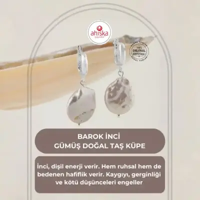 Barok İnci Gümüş Doğal Taş Küpe - Doğal Taş (1)