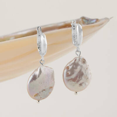 Barok İnci Gümüş Doğal Taş Küpe - 4