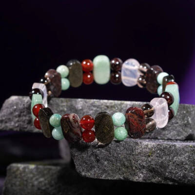 Başak Burcu Bileklik Amazonit, Bordo Granat Lal, Dumanlı Kuvars, Golden Obsidyen, Jasper, Kırmızı Akik, Pembe Kuvars, Yeşil Aventurin - 6