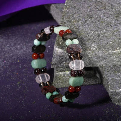 Başak Burcu Bileklik Amazonit, Bordo Granat Lal, Dumanlı Kuvars, Golden Obsidyen, Jasper, Kırmızı Akik, Pembe Kuvars, Yeşil Aventurin - 7