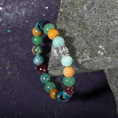 Başak Burcu Bileklik Amazonit, Bordo Granat Lal, Jasper, Krizokol, Mavi Apatit, Siyah Göz Akik, Yeşil Aventurin - 3