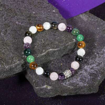Başak Burcu Bileklik Amazonit, Bordo Granat Lal, Jasper, Krizokol, Mavi Apatit, Siyah Göz Akik, Yeşil Aventurin - Osmanlı Doğaltaş