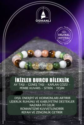 Başak Burcu Bileklik Amazonit, Bordo Granat Lal, Jasper, Krizokol, Mavi Apatit, Siyah Göz Akik, Yeşil Aventurin - 2